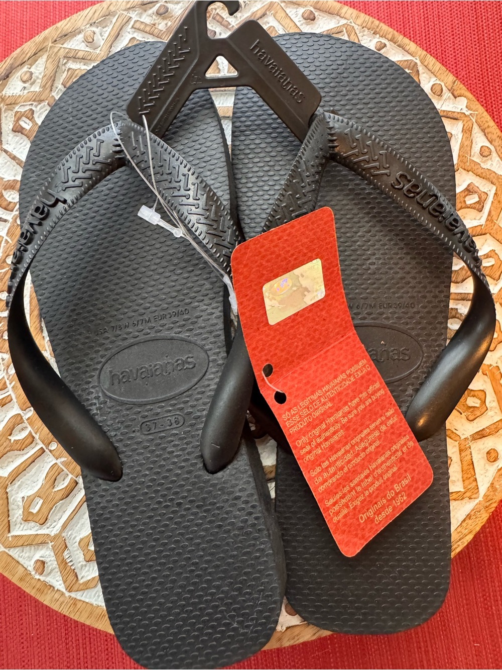 Havaianas Slim Black Flip Flops Womens 7/8 New With Tags